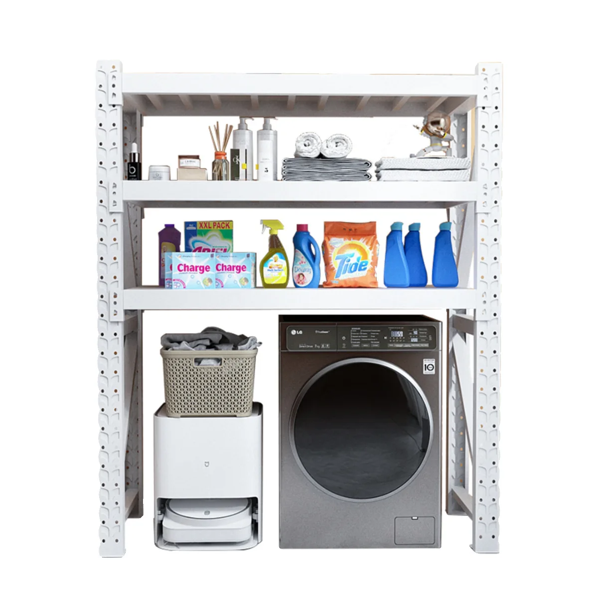 Shelves above the bathroom washing machine, item shelves, multi-layer storage racks