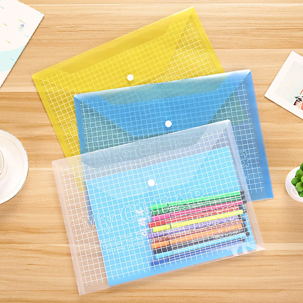 

12Pcs A4 Clear PP Document Folders with Snap Button Closure Waterproof Tear-Proof Transparent File Holders for Office School