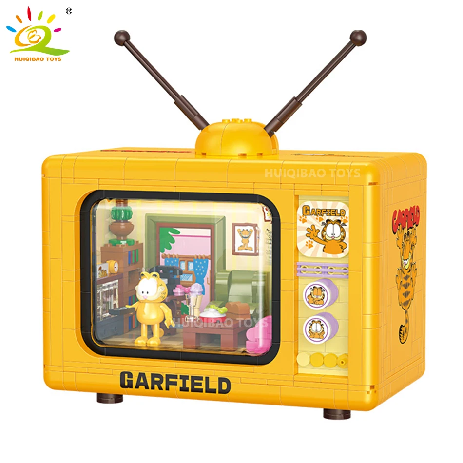 MOC Garfields Television Model Mirco Building Blocks TV Rroom Street View Cartoon Pet Cat Mini Bricks Creation Toys for Children