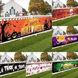 Scary Ghost Halloween Pumpkin Banner Halloween Party Signs Banner Decorations Fence Yard Porch Sign Outdoor Terror Decorations