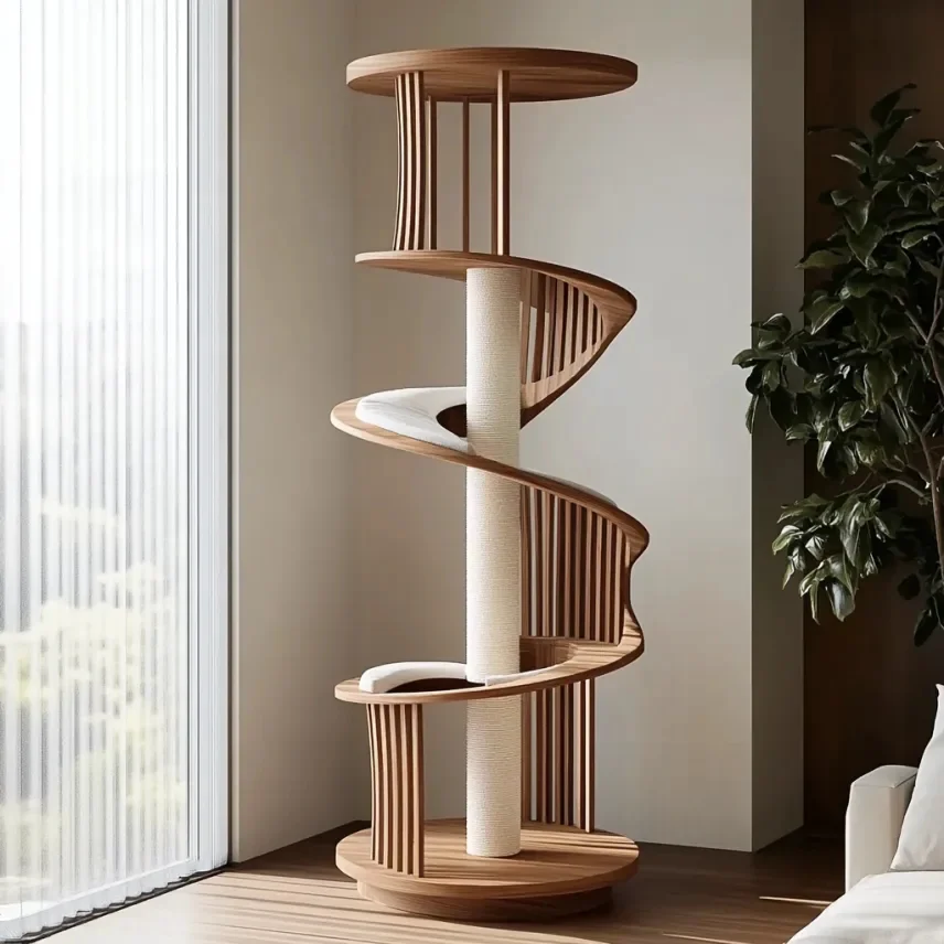 Yjq cat climbing frame solid wood large multi-rotating integrated household does not occupy an area cat sisal jumping platform