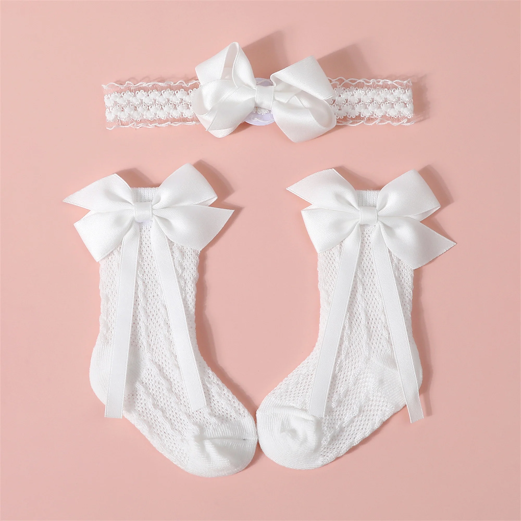 

Adorable Baby Girls Lace Ruffle Socks with Matching Headband Set for Special Occasions like Birthday Baptism and Holidays