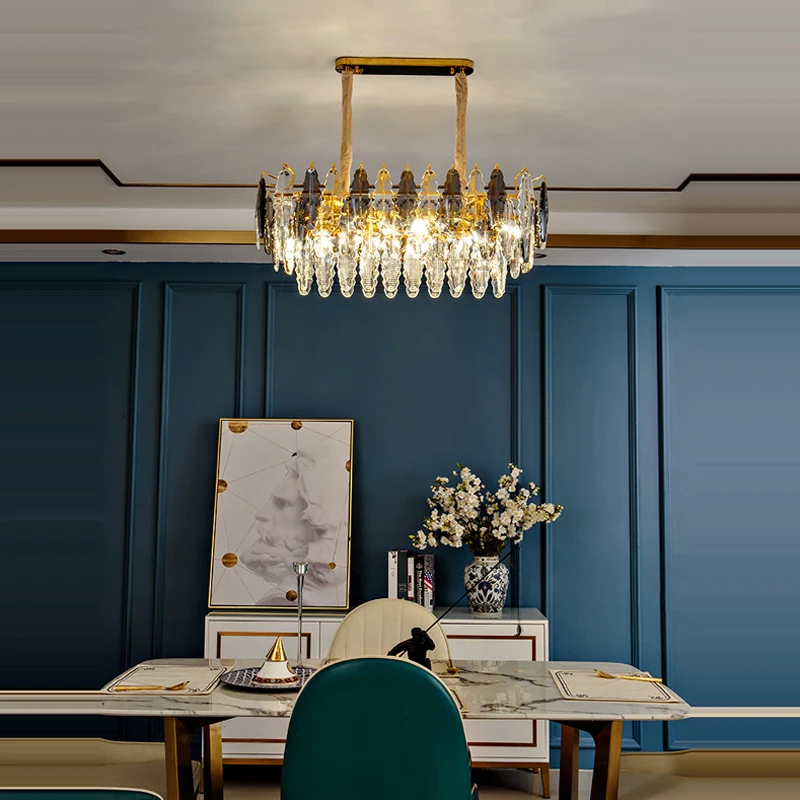 Art Deco Dimmalbe LED Gold Crystal Hanging Lamps 2026 Chandelier Lighting Lustre Suspension Luminaire