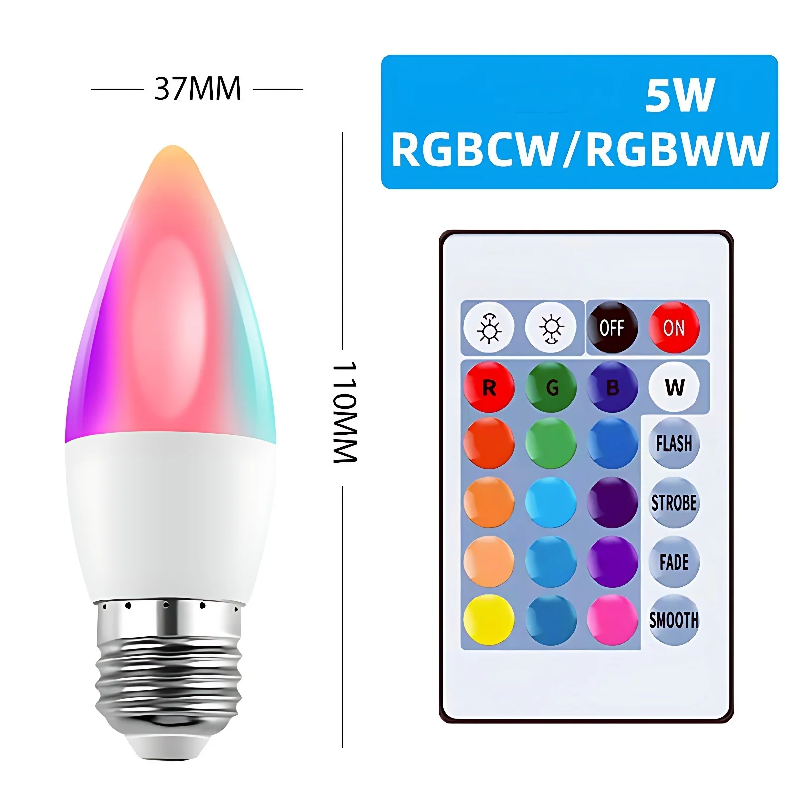 E14 E27 B22 RGB شمعة لمبة LED متعدد الألوان ضوء 16 ألوان 220 فولت 110 فولت الإضاءة الذكية عكس الضوء 24 مفتاح التحكم عن بعد مصباح