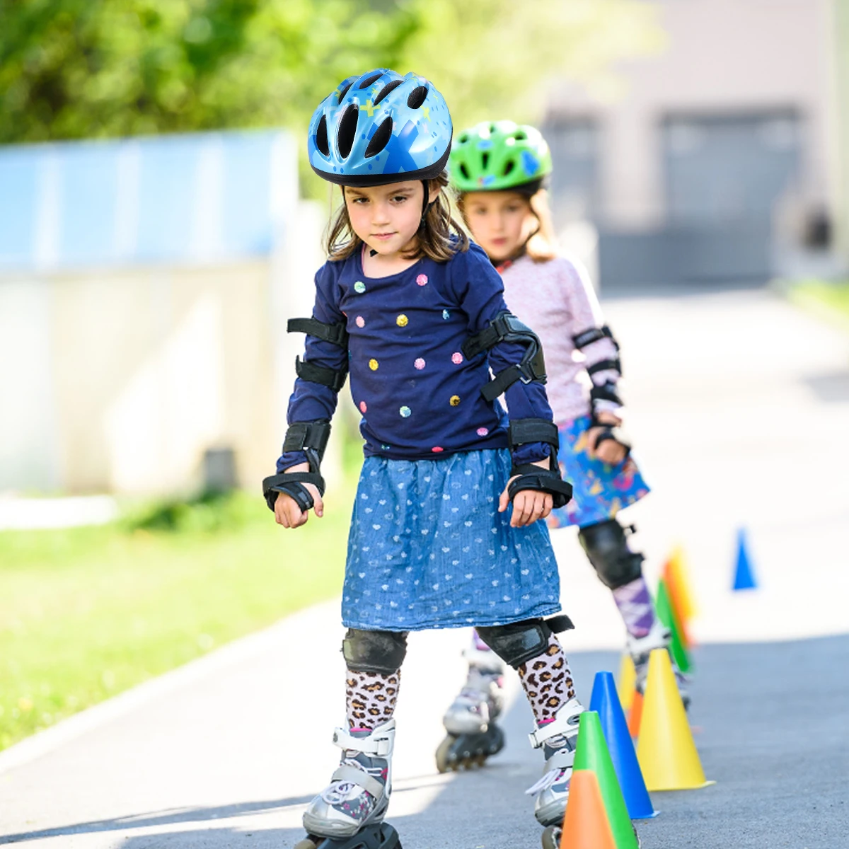 

1Pcs Children Skate Blue Pattern Kids Safety Roller Skating Ice Skating Balance Bike Wheelbarrow