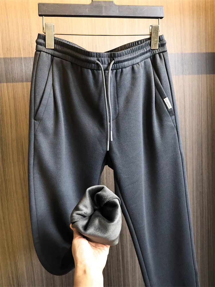 

Мужские повседневные теплые зимние брюки с прямой подкладкой Thiened Fce, универсальные, удобные, из полиэфирного волокна, с эластичной резинкой на талии