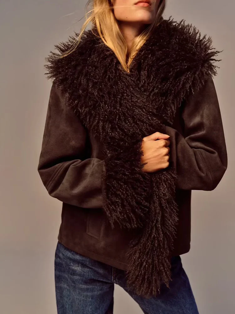 European and American style 2025 autumn new arrivals women's clothing fashionable double-sided faux fur effect jacket