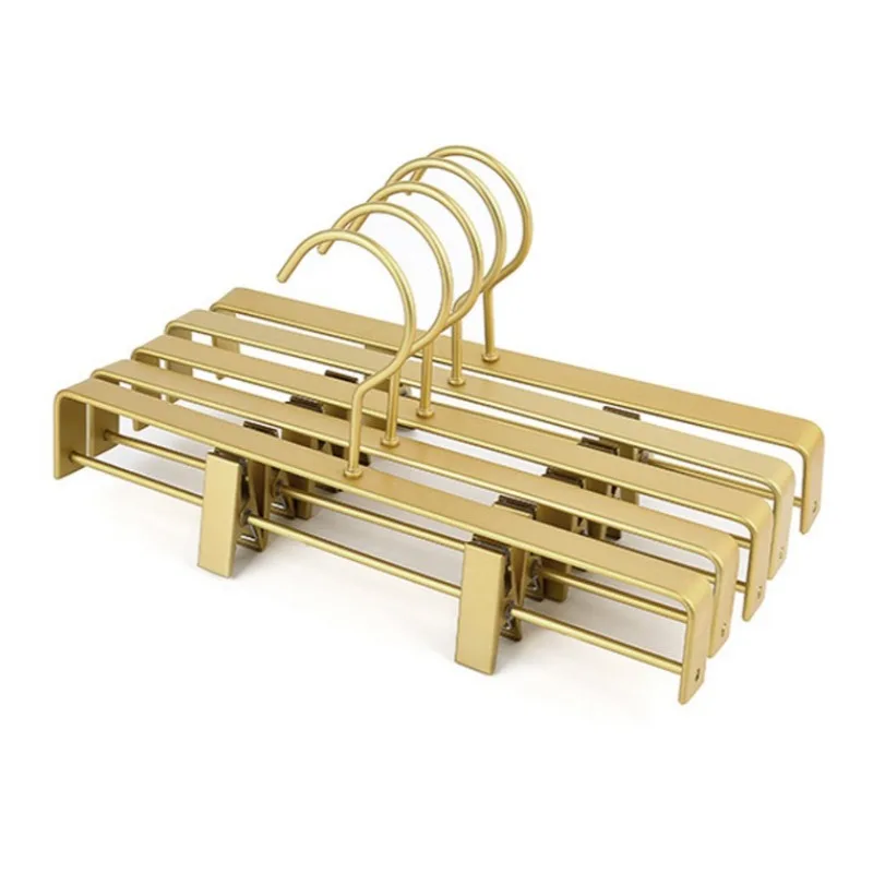 

2Pcs Traceless Trouser Hangers Anti-slip Golden/Sliver Wardrobe Storage Racks Aluminum Alloy Anti-corrosive Drying Rack Clothes