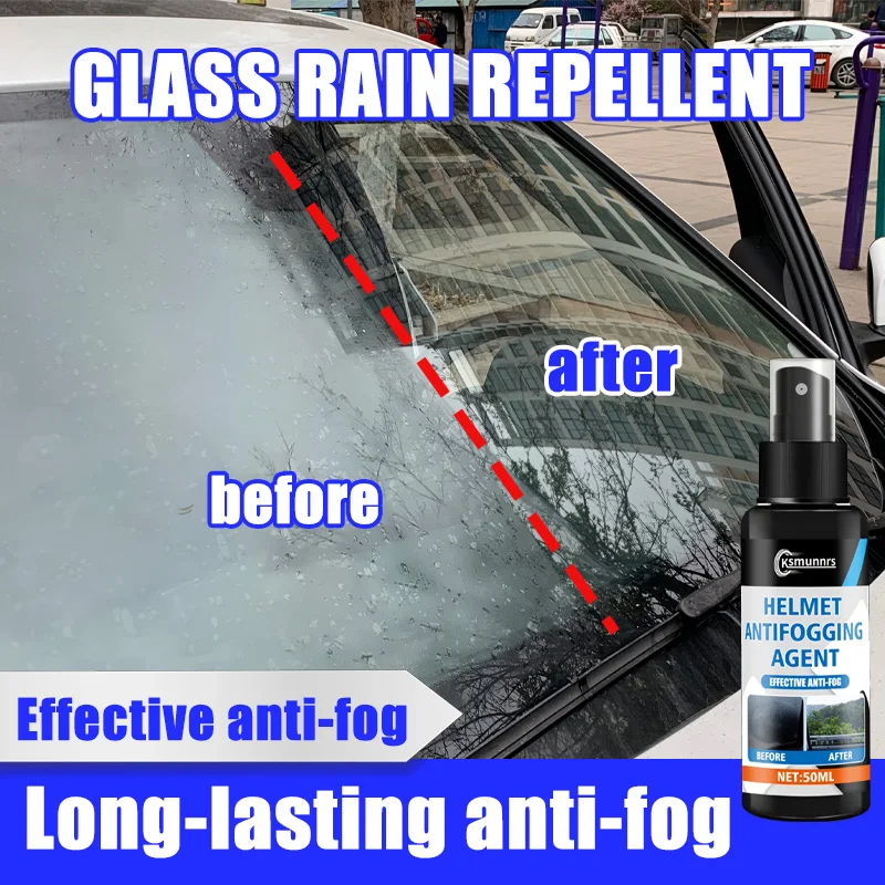 Car Glass Anti-Fog Agent, Long-Lasting Defogging Spray for Car Glass, Helmets and Household Mirrors, Keeps View Clear and Bright