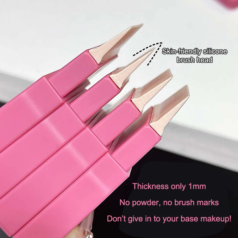 فرشاة كريم أساس محمولة من السيليكون مع ورق مختلط ملون، بودرة مطبقة بالتساوي، بدون خط كريم أساس برأس مسطح، قاعدة مكياج للوجه #4