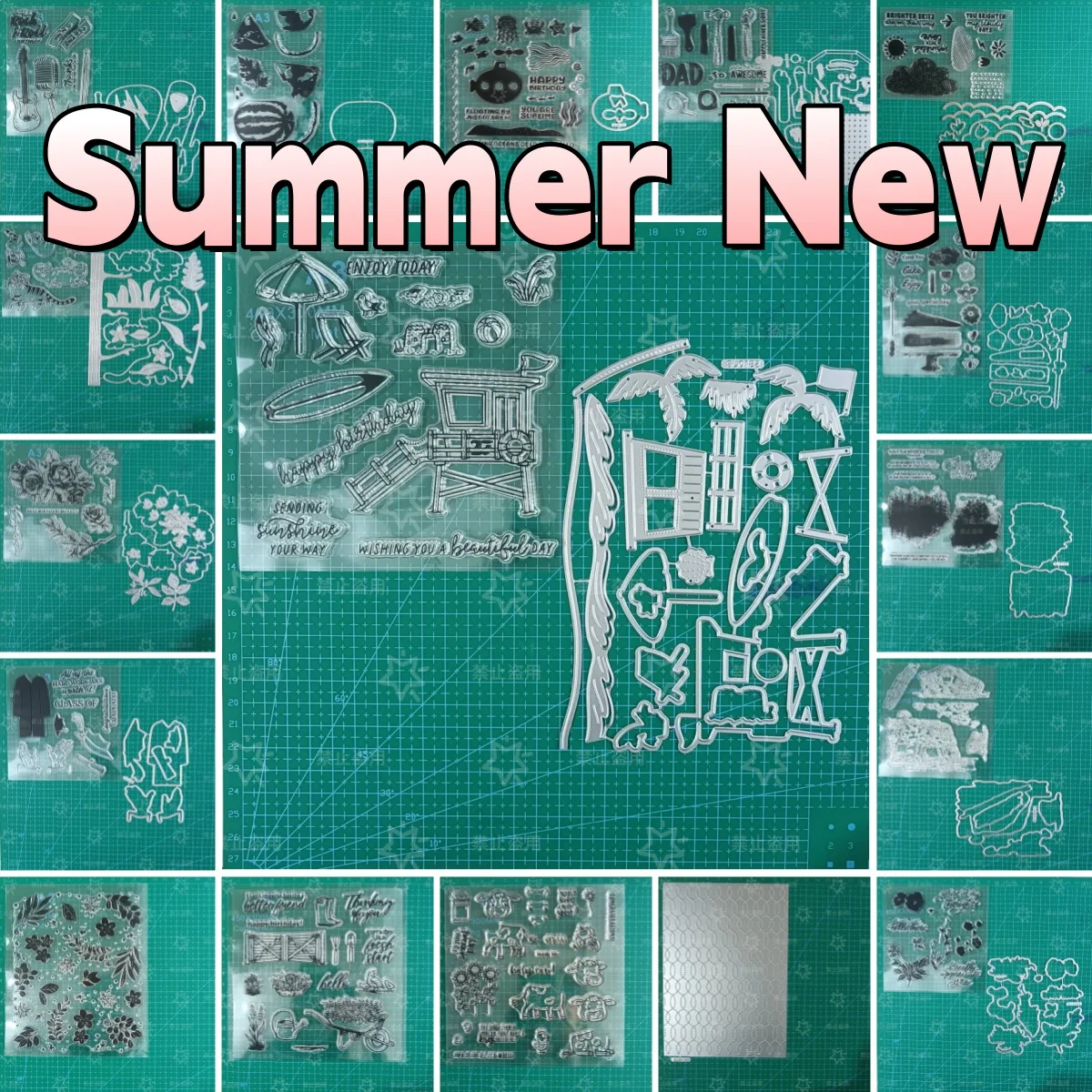 Summer New Beach Submaring Tools Watermelon Metal Cutting Dies Clear Stamps for DIY Making Card Scrapbook Embossed Template