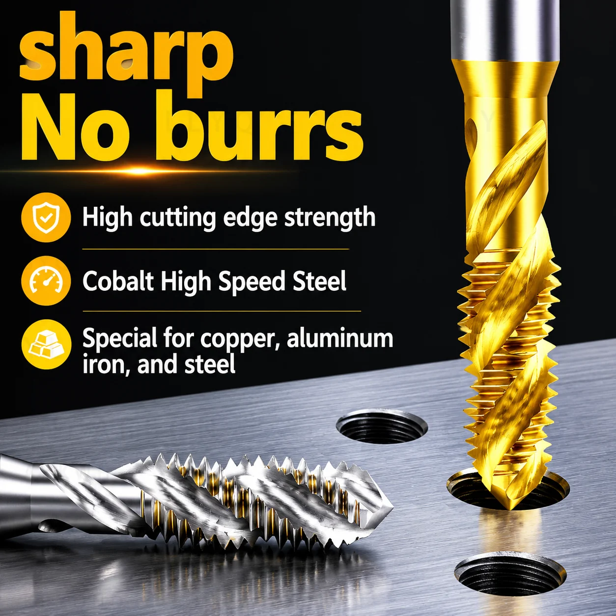 YAMAWA Spiral Flute Tap M18-M30 Metric Thread Tap TC50 TiN TiCN Coated for Aluminum Stainless Steel Steel Threading Tool