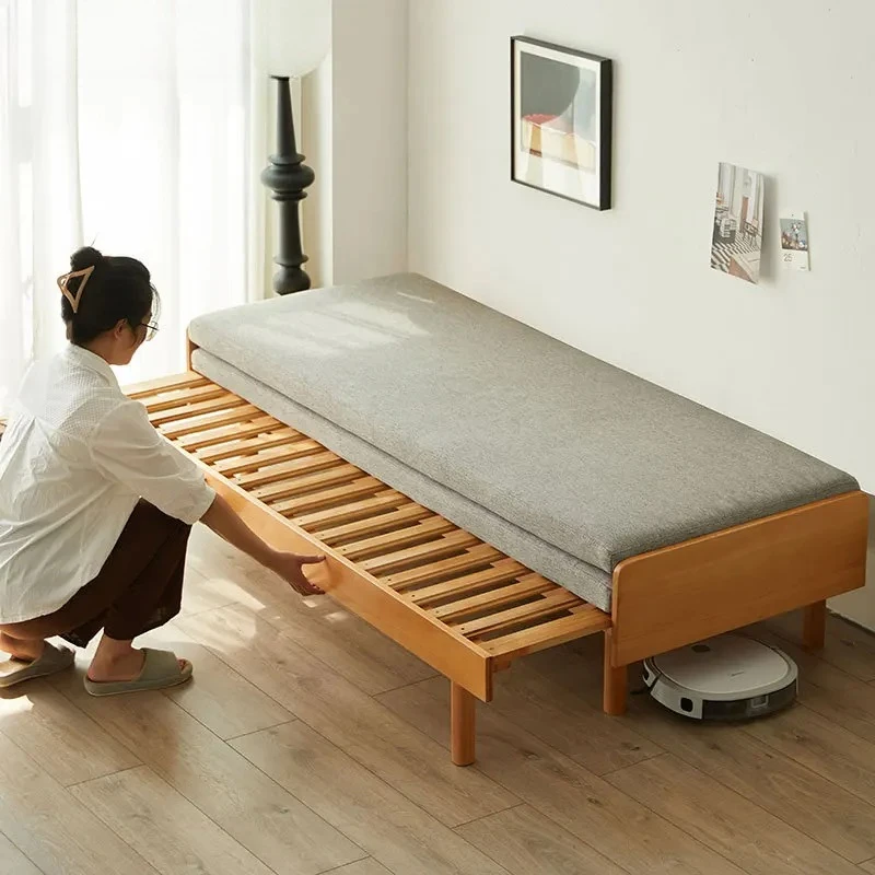 

Solid wood sofa bed folding dual-purpose pull-out bed small apartment living room 2024 new multi-functional double retractable b