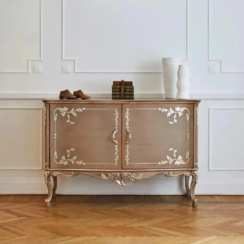Antique living room furniture Classic wooden carved shoe cabinet