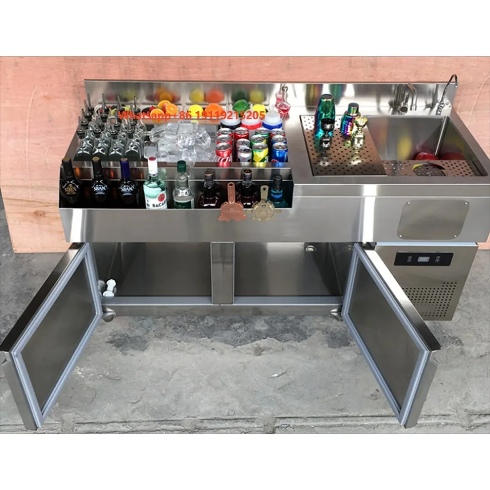Portable Bar Counter Customization Stainless Steel Count with All Equipment Under bar Cocktail Station bar Well