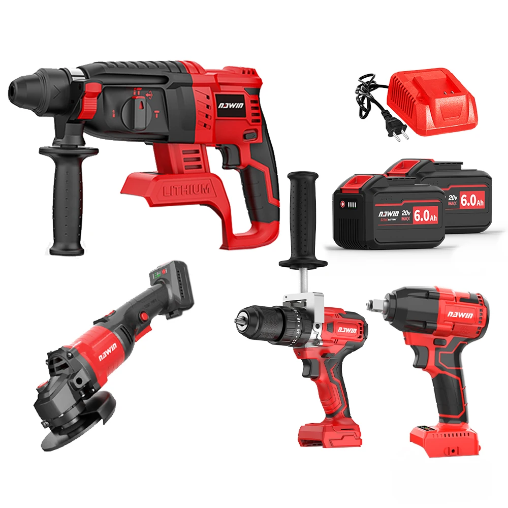 Brush Drill Wrench Angle Grinder 21V Tools Hardware Cordless Battery Power Tools Set Combo Kit