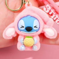 1/4Pcs Lilo&Stitch Toys Keychian Anime Stitch Keychain Sweet Pink Keychian for Bag pendant, Women Car Keyring Girl Birthday Gift