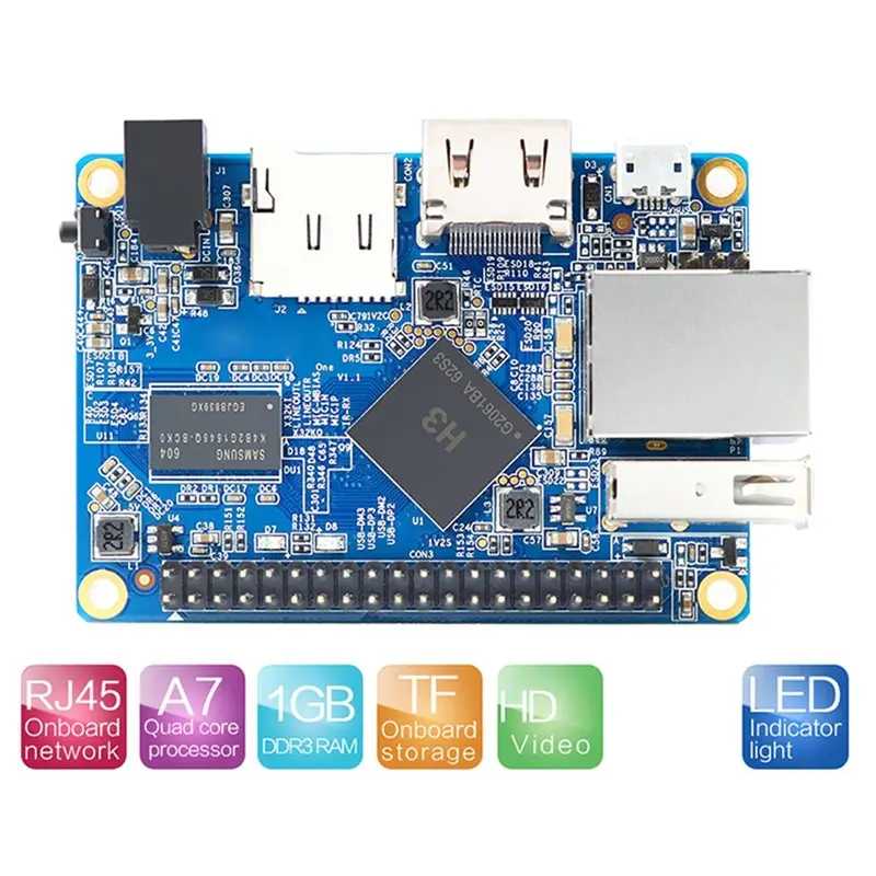 For Orange Pi One 1GB RAM Mini PC Allwinner H3 Soc DDR3 Quad-Core Single Board Support Android Linux Development Board view 3