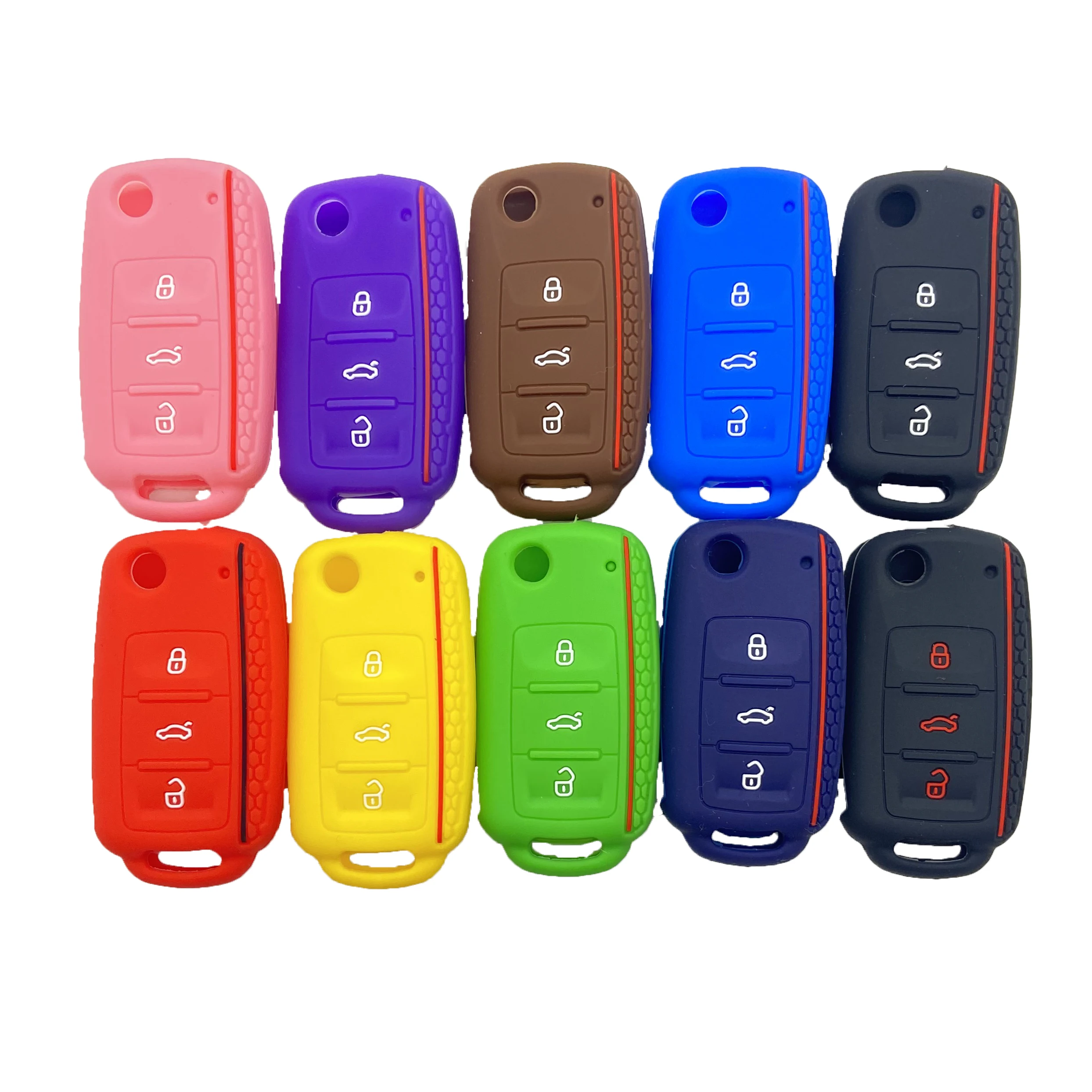 Cocolockey Silicone Car Key Cover Case for VW Golf for Skoda Yeti Superb Rapid Octavia for SEAT Leon Ibiza 3Button Remote Holder image 5