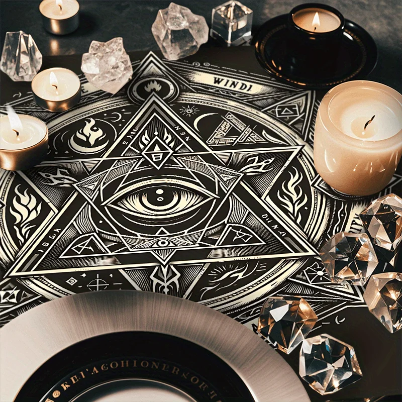 All‑Seeing‑Eye Altar Tablecloth, Vintage Golden Mystical‑Symbol Design, for Divination, Meditation, Party Events and Card Games