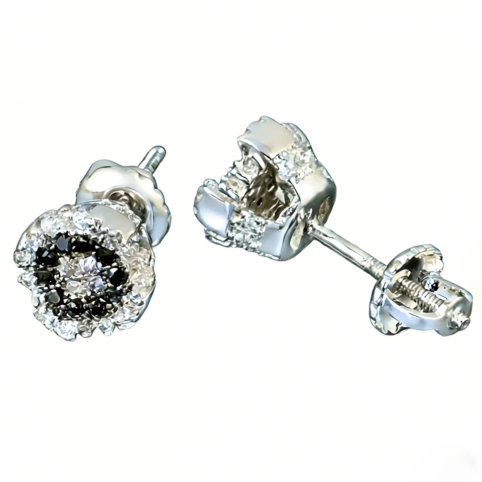 

VANAXIN Luxury Bling Smiley Face Stud Earrings Screw Back Earrings with Paved CZ Diamond Hip Hop Jewelry for Men Women Gift