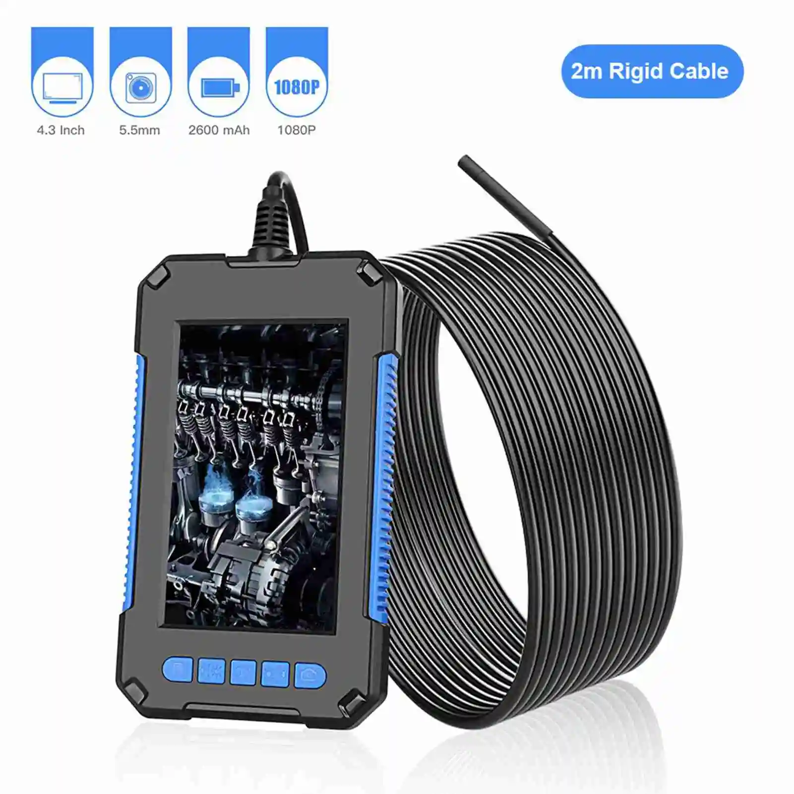 

P40 Portable Handheld Industrial Endoscope Borescope Inspection Camera IP67 Waterproof 5.5mm Lens Built-in 6pcs LEDs