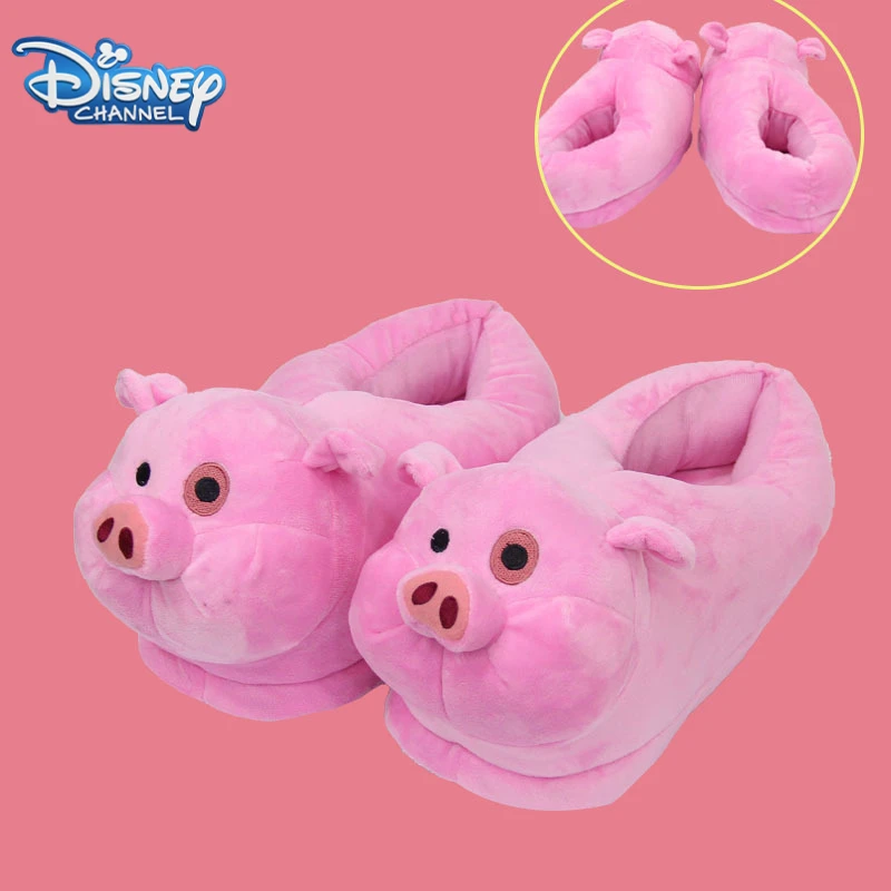 Disney Anime Movie Gravity Falls Waddles Pig Plush Slippers Winter Warm Cotton Slippers Kawaii Couple Indoor Shoes Kids Gift