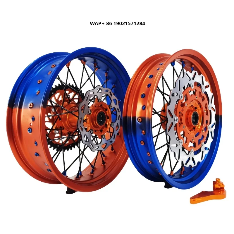 Factory Supply 17 Inch Bicolor Motorcycle Aluminum Alloy Supermoto Wheels for EXC SXF EXC SXF 125 250 300 450
