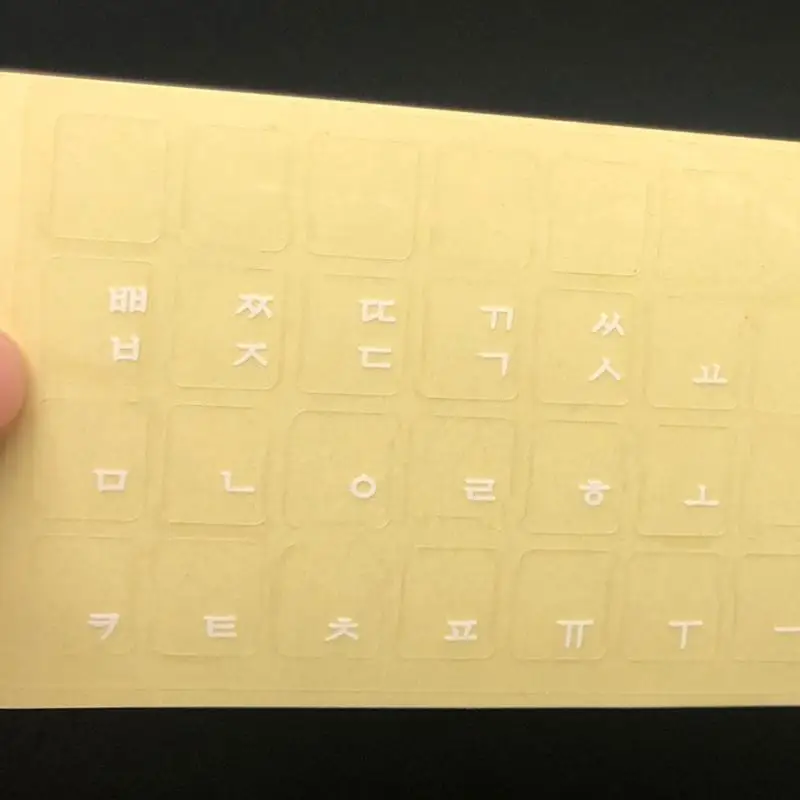 652F Korean Keyboard Sticker Black White Letters Background Durable Clear