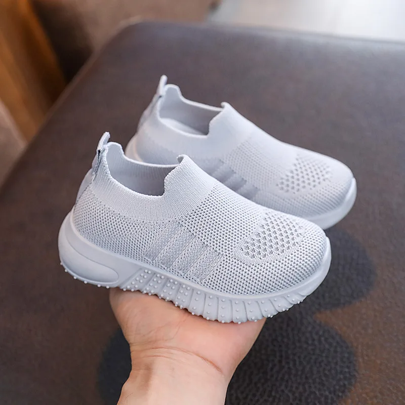 Spring Autumn Boys Girls Slip-On Knit Sock Shoes Children Breathable Mesh Soft Sole Non-Slip School Sports Shoes Kid Casual Shoe