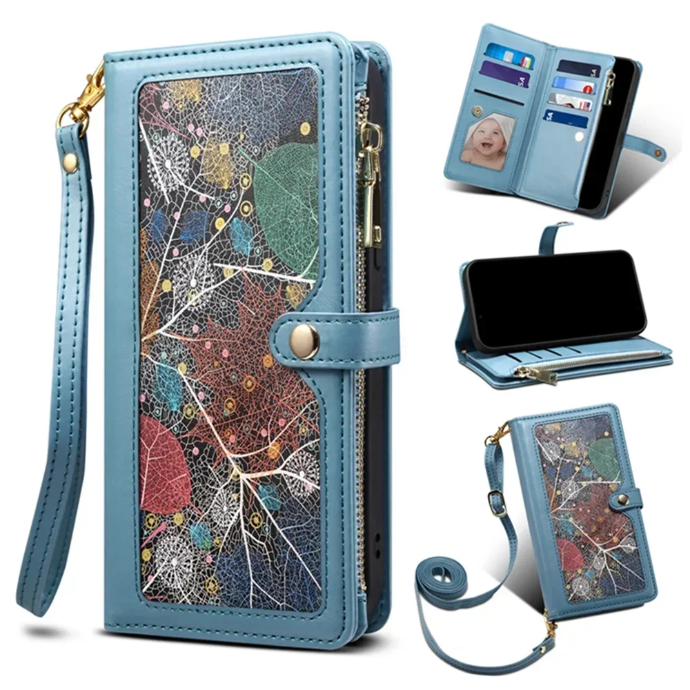 G54 G34 G84 5G Flip Case For Motorola Edge 40 Neo Crossbody Leather Zipper Wallet RFID Cover Moto G34 G84 G54 Power Book Case