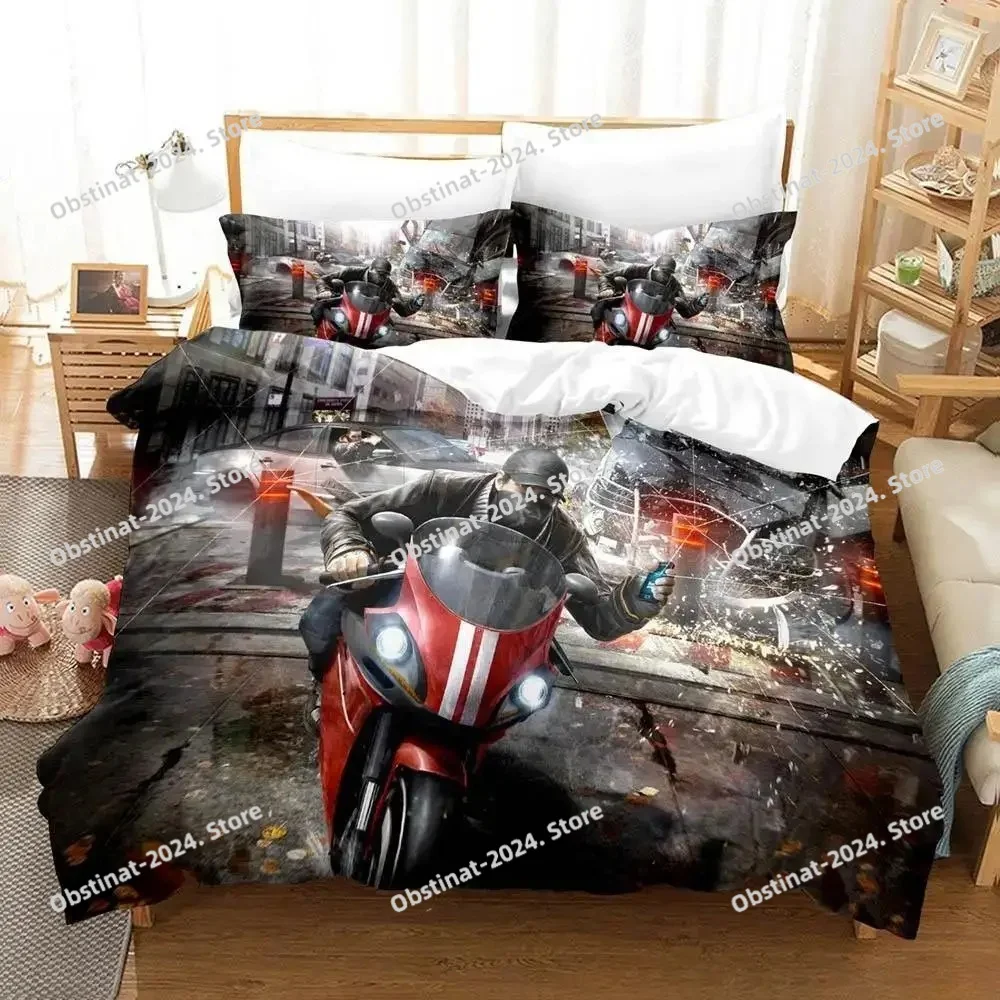 

3d Game Watch Dogs Bedding Set Printed Bed Set Duvet Cover Sheet Pillowcase Soft Quilt Cover Full Queen King Size Home Textiles