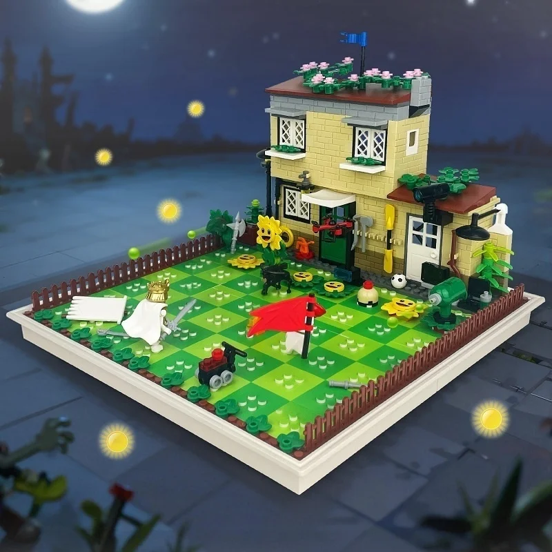 453PCS Plant Protect House Set With 8PCS Zombies Mini Action Figures Game Brinquedos Accessories Building Block Brick Toys