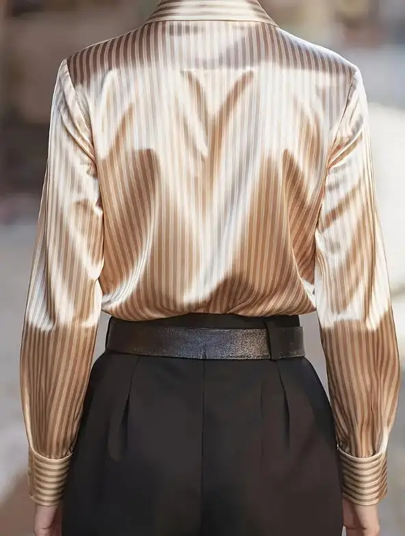 

Женская рубашка, осень 2024, хит продаж, дизайн в полоску в стиле ретро, рубашка с длинными рукавами, темпераментная повседневная рубашка для женщин