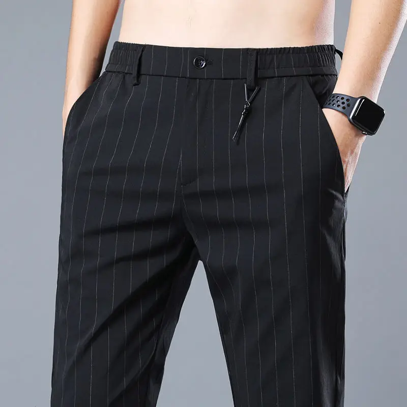 

Men Suit Pants Casual Office High Quality Stripe Trousers Business Pants for Male Wedding Party Dress Social Trousers Pants B117