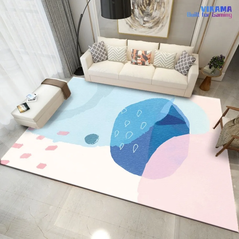 VIKAMA Modern Creative Geometric Living Room Rugs Color Block Patchwork Design Wearable Rugs Ins Style Home Decoration