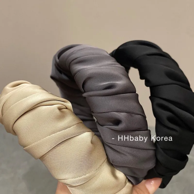 Vintage Winding High-grade Satin Headbands for Women 2023 Newest French Elegant Solid Color Boutique Silk Hair Bands Headdress