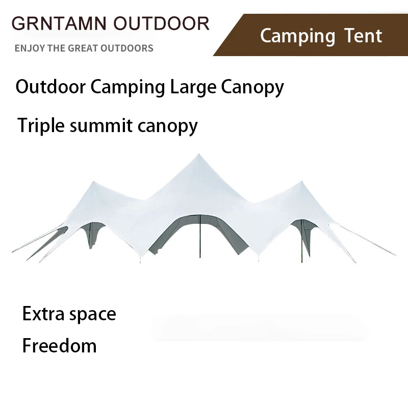 Ultralarge Outdoor Canopy Camping Tent with Sunshade and Double Peak, Waterproof and Windproof