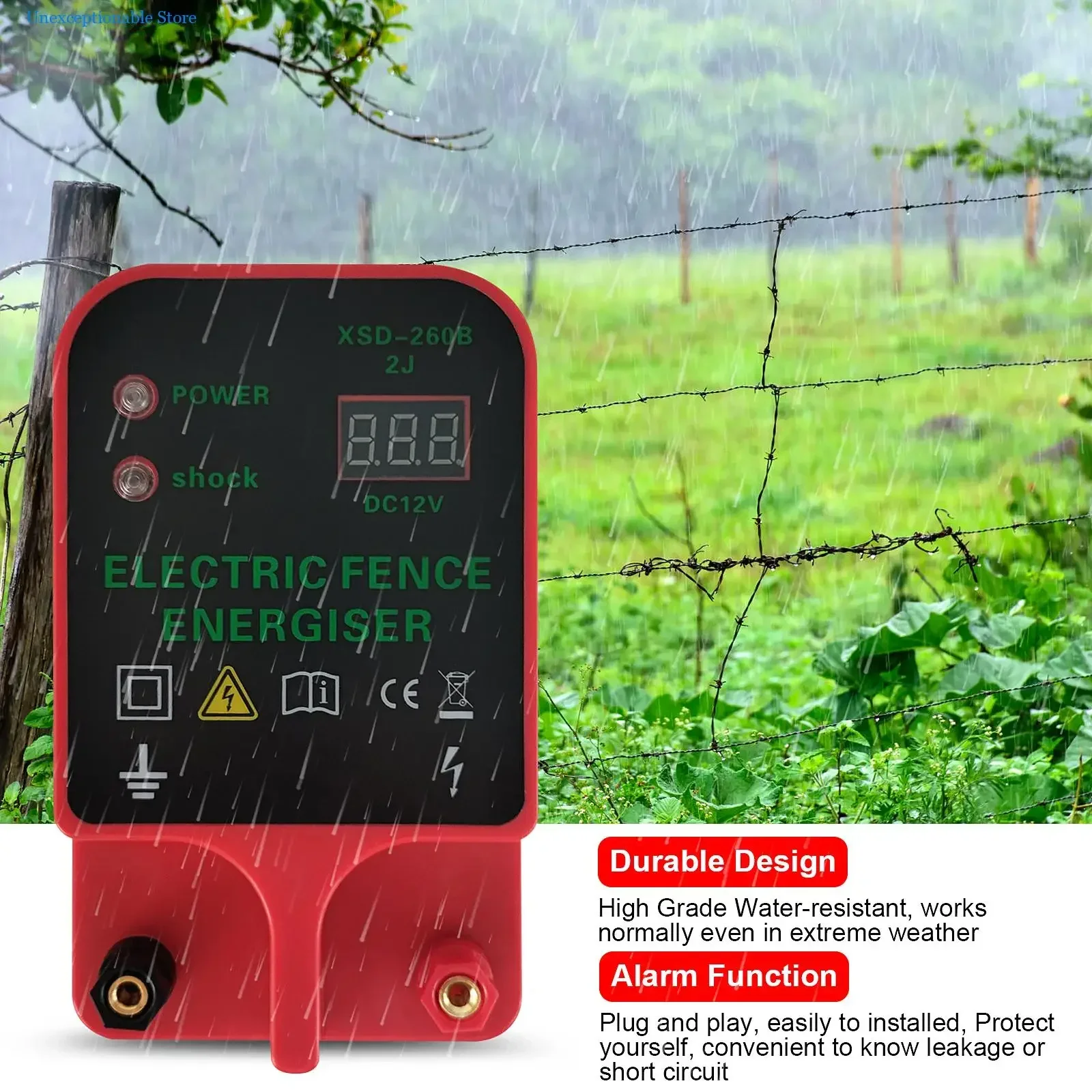 10KM Solar Electric Fence Energizer High-voltage Pulse Controller Shepherd Farm Animal Horse Cattle Poultry Livestock Tool