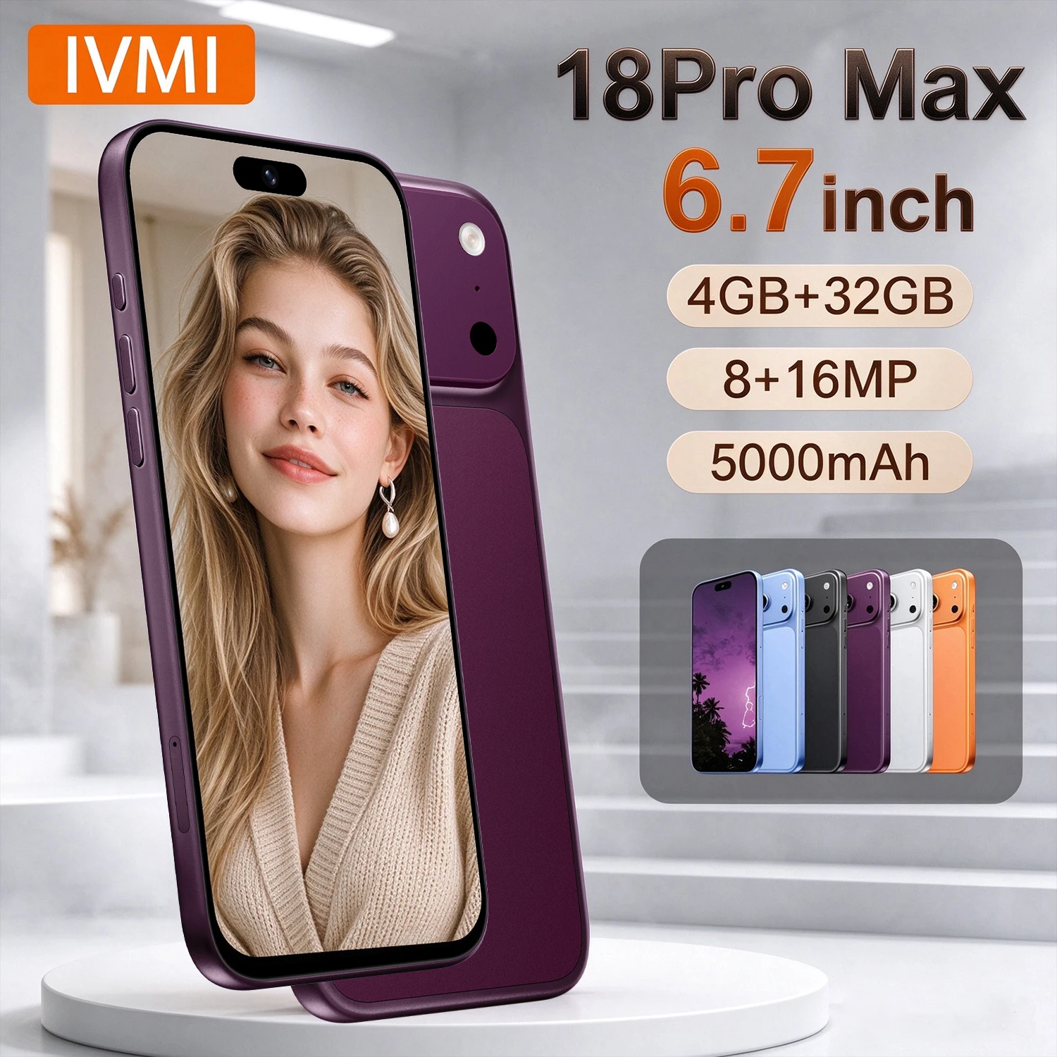 IVMI 18Pro Max Cheap Smartphone 4+32GB Android12 6.7