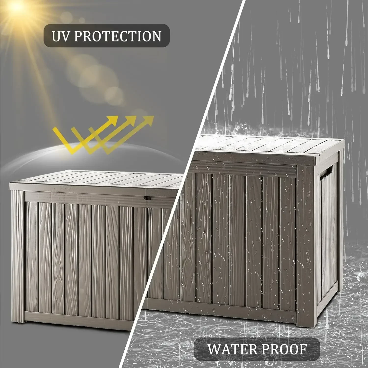 180 Gallon Outdoor Storage Box Waterproof, Resin Deck Boxes with Lockable Lid & UV-Resistant for Patio, Pool, Garden Furniture C