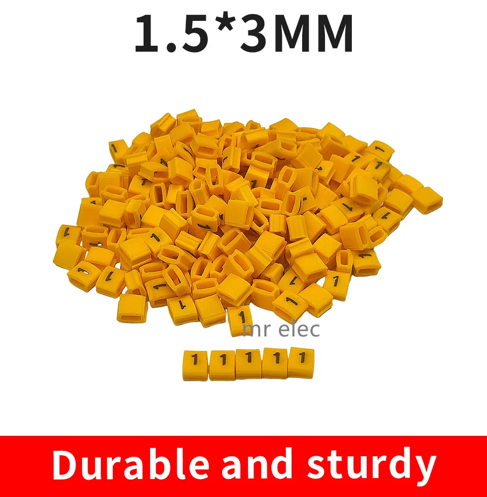 flat yellow  0 to 9 Arabic Numerals 0.3mm ²  Cable Wire Marker  Label Tube Cable Marker