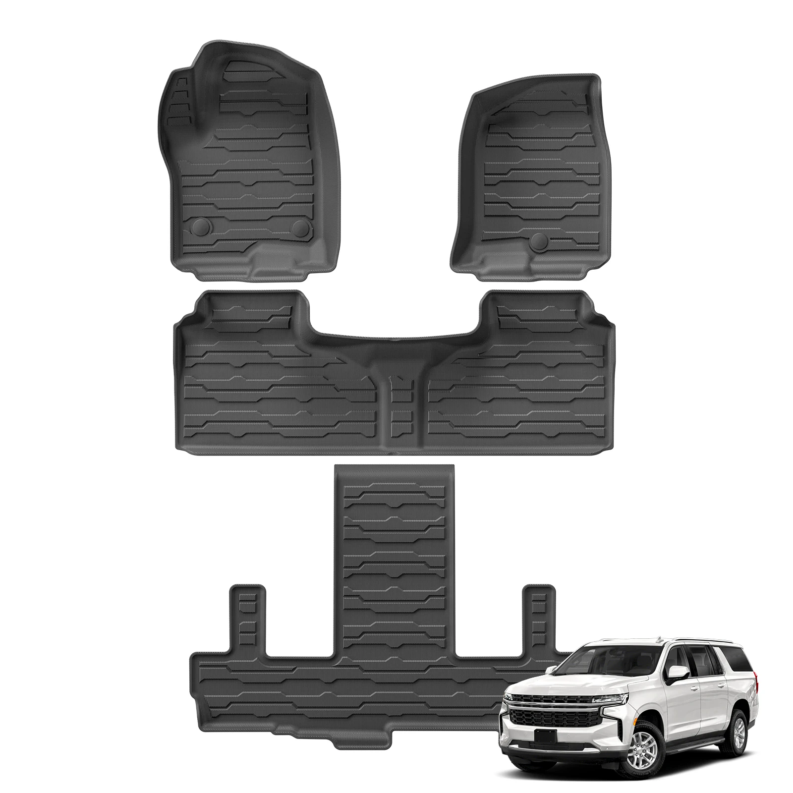 for Chevrolet Suburban/GMC Yukon XL 7 Seats 2021 - 2024 TPE 3D Car Floor Mats Cargo Liner Trunk Pad Left Hand Drive