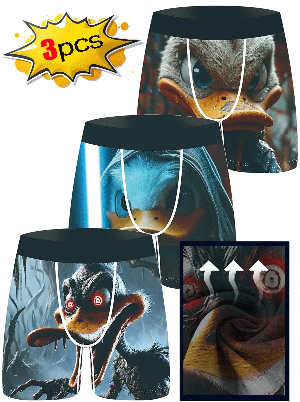 3Pcs Men Underwear Boxers Breathable Mens Boxershorts Men's Panties Underpants Cartoon Print Man Boxers Briefs Trunks