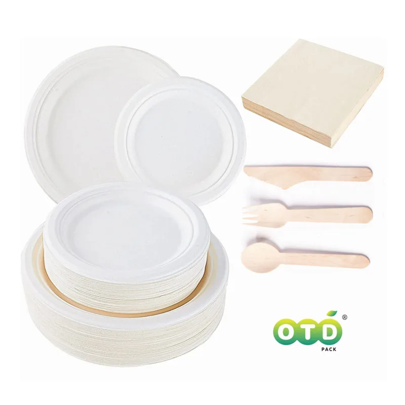 

100% Compostable Paper Plates,Eco-Friendly Disposable White Bagasse Plate, Made of Natural Sugarcane Fibers