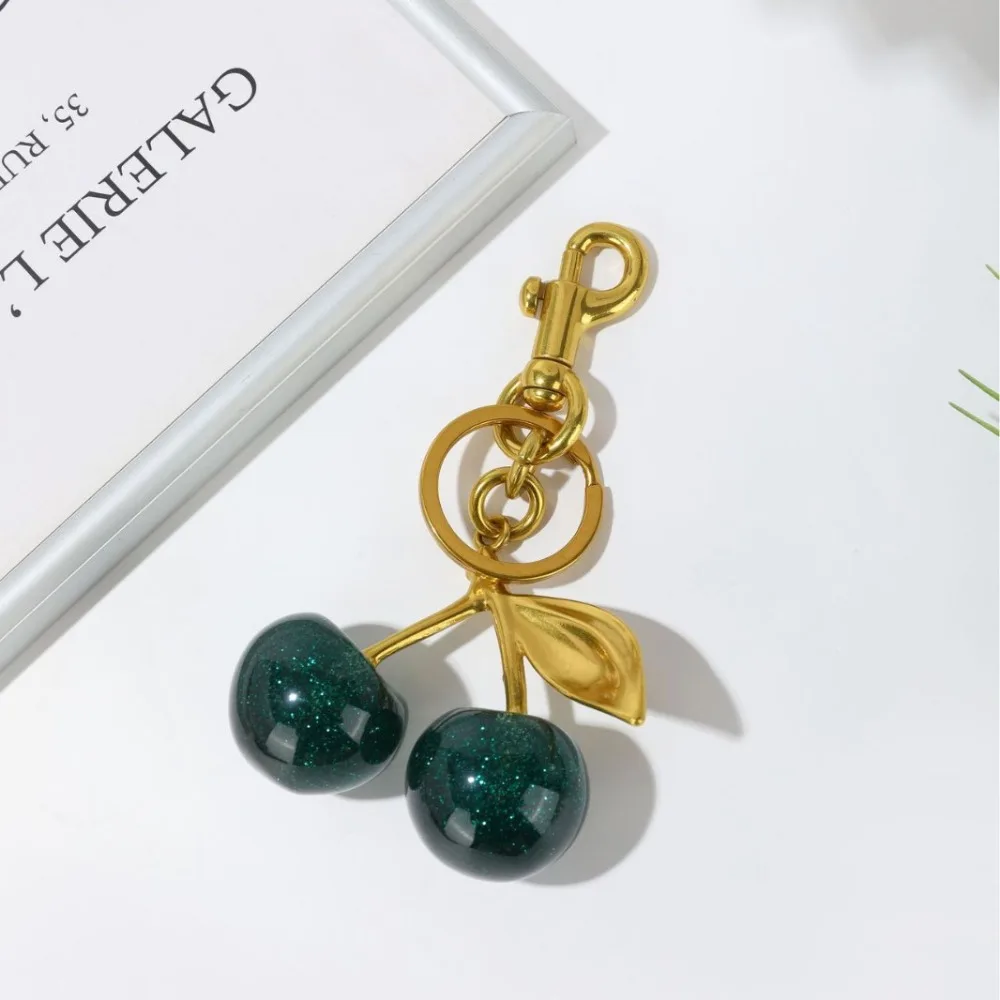 Fashion Delicious Red Cherry Keychain Summer Fruits Cherries Pendant Keyring For Women Men Jewelry Bag Accessories Gift