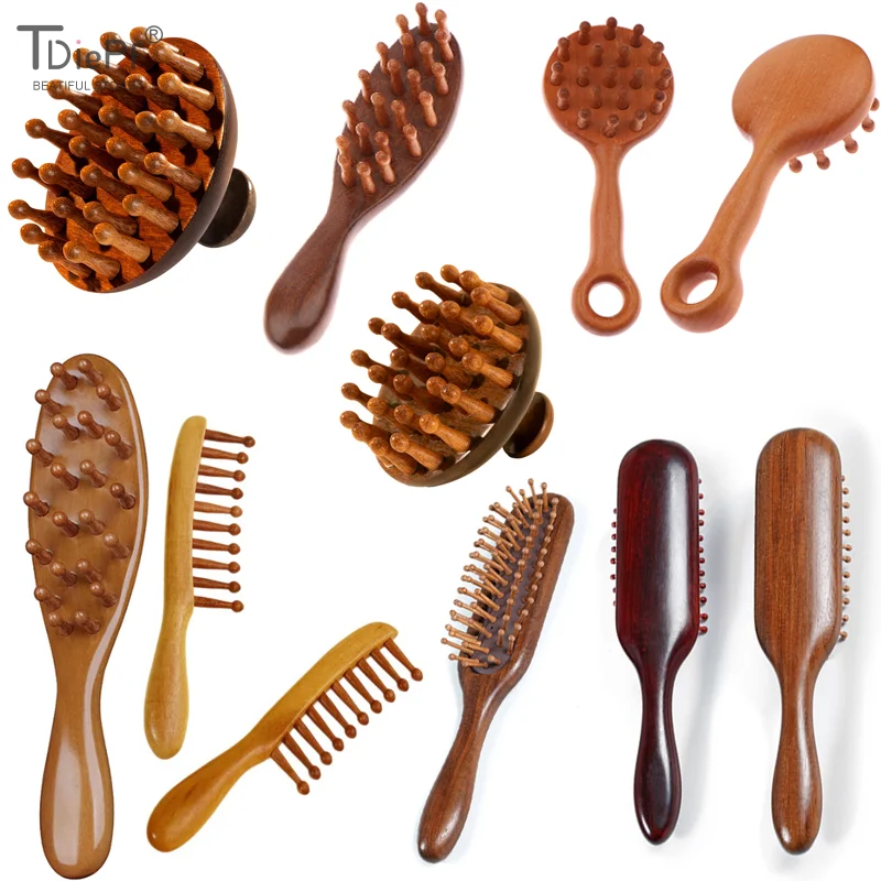 

Многофункциональная древесная терапевтическая массажная расческа, массажер для головы, натуральный сандал, круглый зуб, гуаша, скребковый массажер для тела