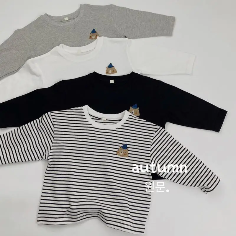 

2025 Autumn New Children Long Sleeve T Shirts Cute Cartoon Embroidery Boys Girls Shirts Baby Casual Tops Cotton Kids Clothes