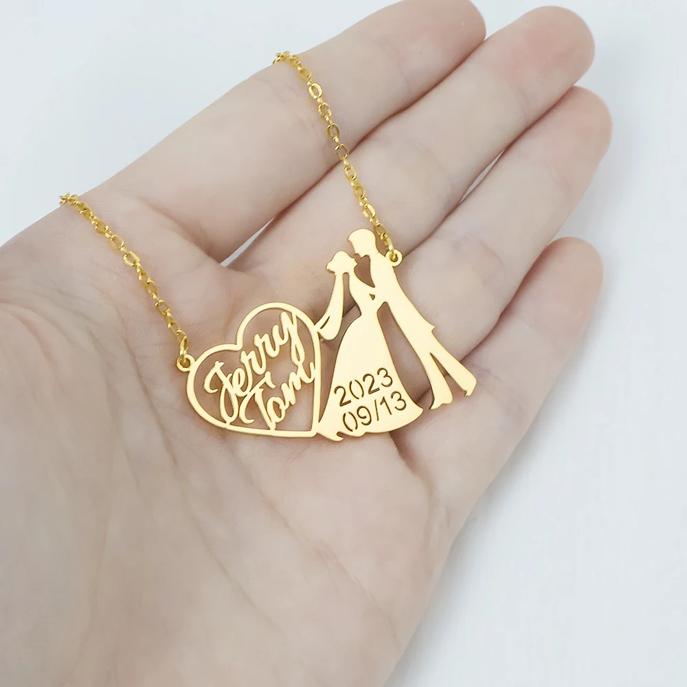 Personalized Fashion Wedding Commemorative Time Customized Necklace Exquisite Jewelry Pendant for Men and Women Gifts