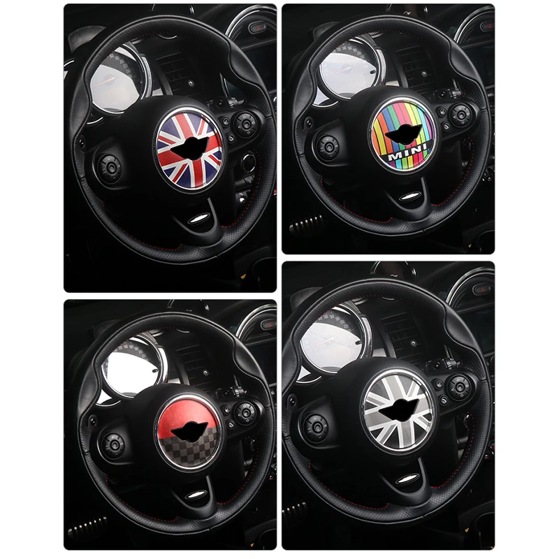 Car Steering Wheel Center Sticker Decals For Mini Cooper F55 F56 F57 F60 R55 R56 R50 R52 R53 Leather Interior Car Accessories